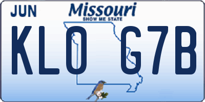 MO license plate KL0G7B