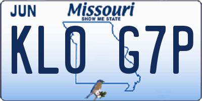 MO license plate KL0G7P