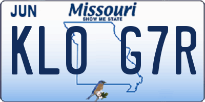 MO license plate KL0G7R
