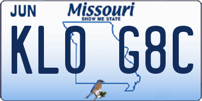 MO license plate KL0G8C