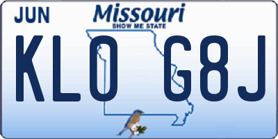 MO license plate KL0G8J