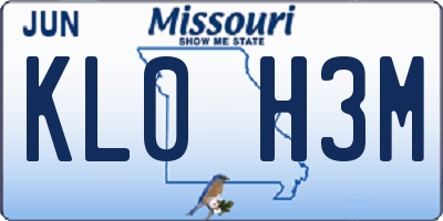 MO license plate KL0H3M