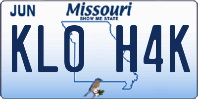 MO license plate KL0H4K