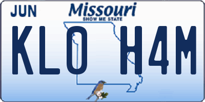 MO license plate KL0H4M