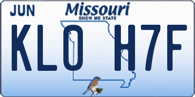 MO license plate KL0H7F