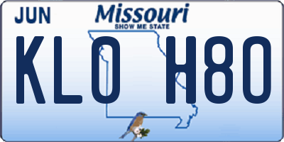 MO license plate KL0H8O