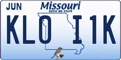 MO license plate KL0I1K