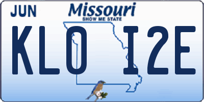 MO license plate KL0I2E