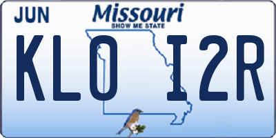 MO license plate KL0I2R
