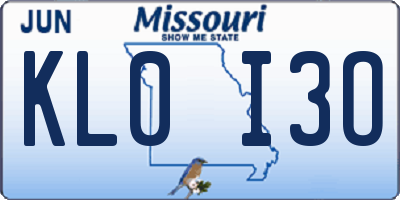 MO license plate KL0I3O