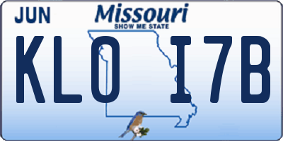 MO license plate KL0I7B