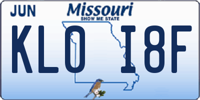 MO license plate KL0I8F