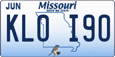 MO license plate KL0I9O