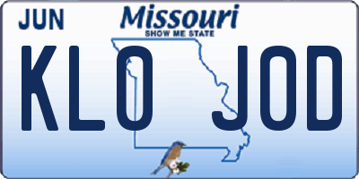 MO license plate KL0J0D