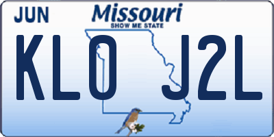 MO license plate KL0J2L