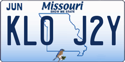 MO license plate KL0J2Y