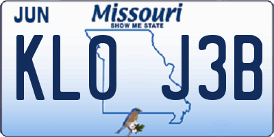 MO license plate KL0J3B