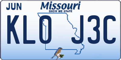 MO license plate KL0J3C