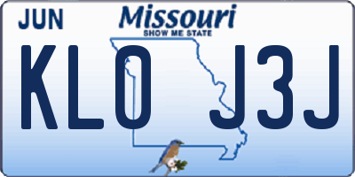 MO license plate KL0J3J