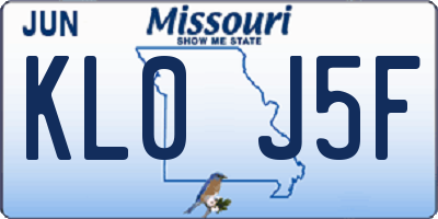 MO license plate KL0J5F