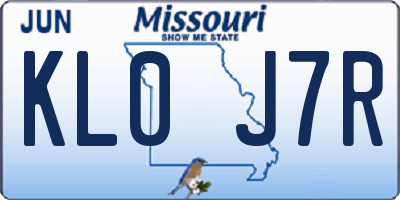 MO license plate KL0J7R