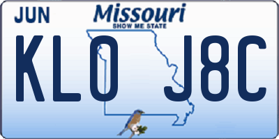 MO license plate KL0J8C