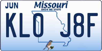 MO license plate KL0J8F