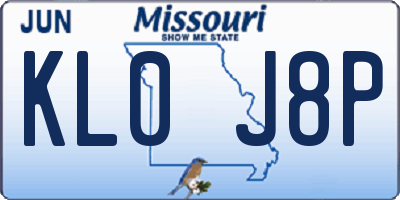 MO license plate KL0J8P