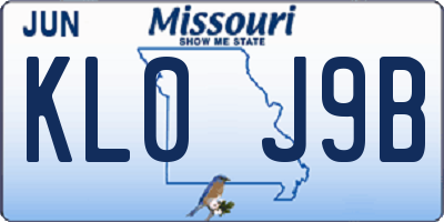 MO license plate KL0J9B