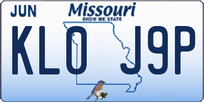 MO license plate KL0J9P