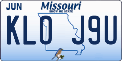 MO license plate KL0J9U