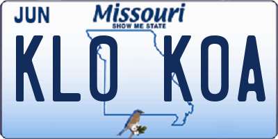 MO license plate KL0K0A