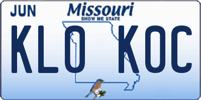 MO license plate KL0K0C