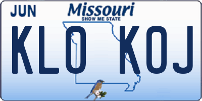 MO license plate KL0K0J