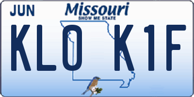 MO license plate KL0K1F