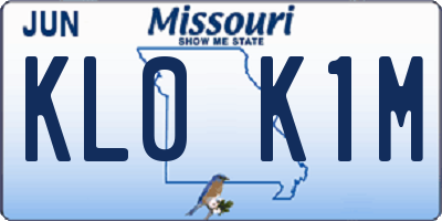 MO license plate KL0K1M