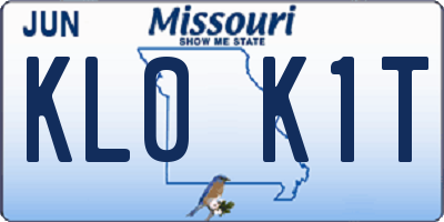 MO license plate KL0K1T