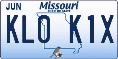 MO license plate KL0K1X