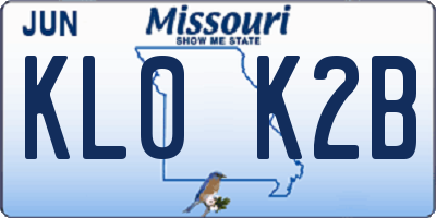 MO license plate KL0K2B