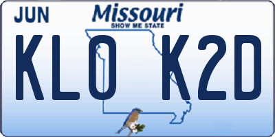 MO license plate KL0K2D