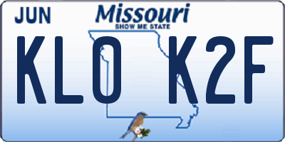 MO license plate KL0K2F