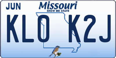MO license plate KL0K2J