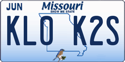 MO license plate KL0K2S