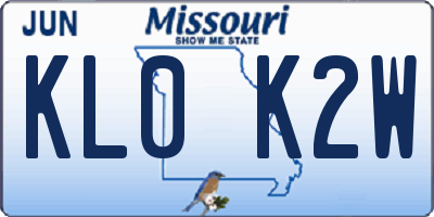 MO license plate KL0K2W