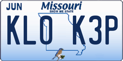 MO license plate KL0K3P