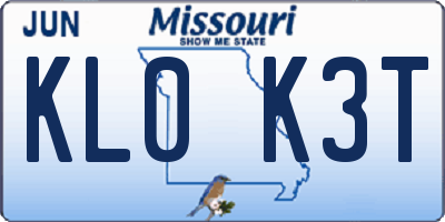 MO license plate KL0K3T