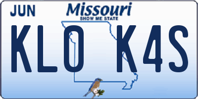 MO license plate KL0K4S