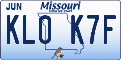 MO license plate KL0K7F
