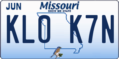 MO license plate KL0K7N