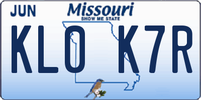 MO license plate KL0K7R